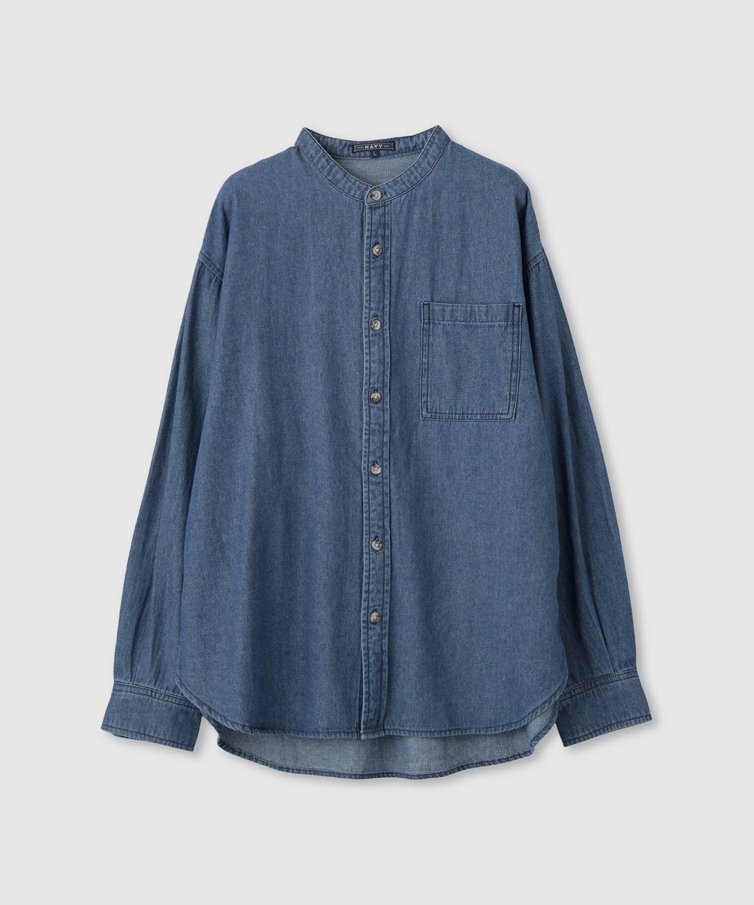 マックハウス Mac-House nAvy ルーズデニムスタンドカラーシャツ （ワンウォッシュ） ワンウォッシュ