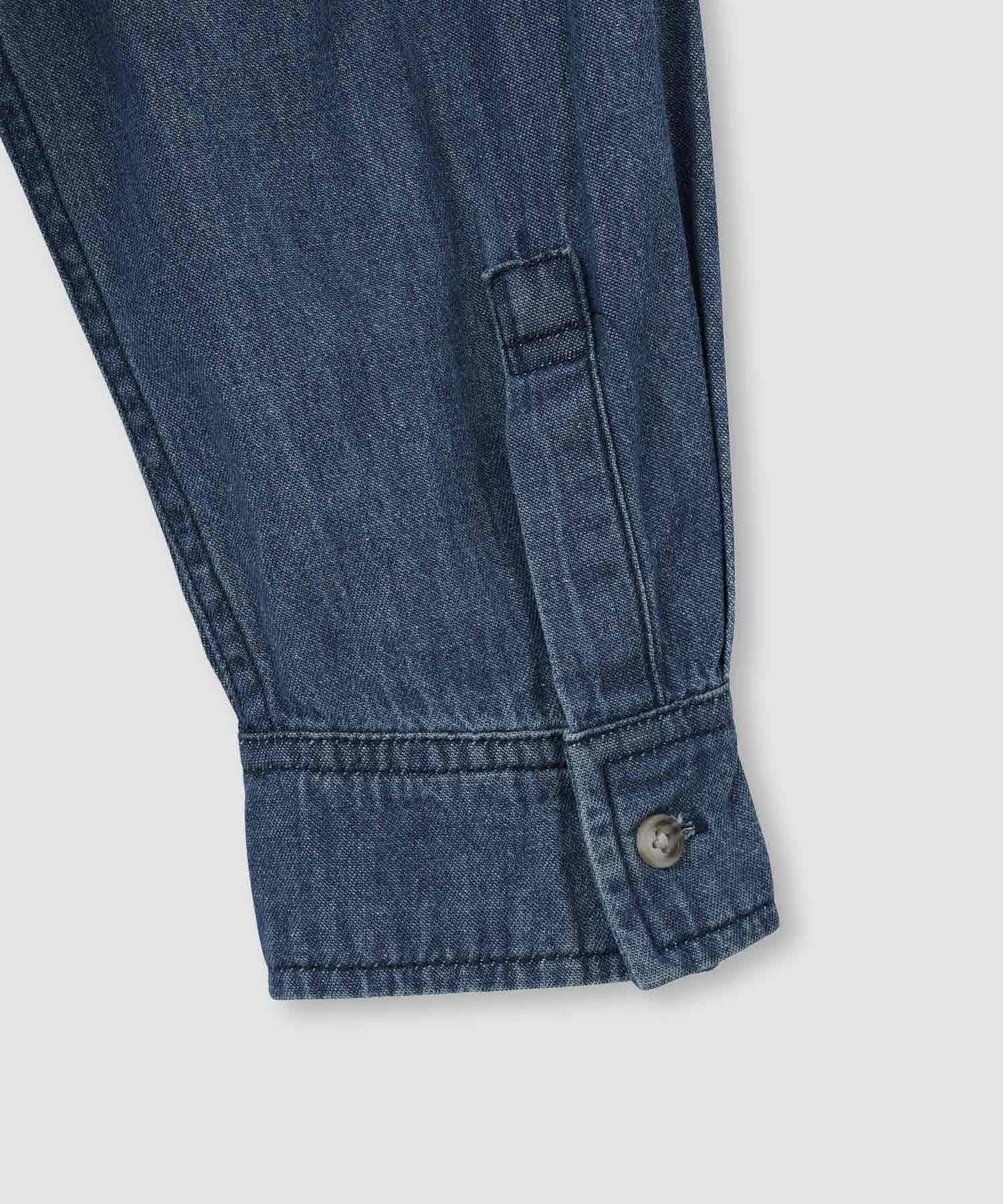 マックハウス Mac-House nAvy ルーズデニムスタンドカラーシャツ （ワンウォッシュ） ワンウォッシュ