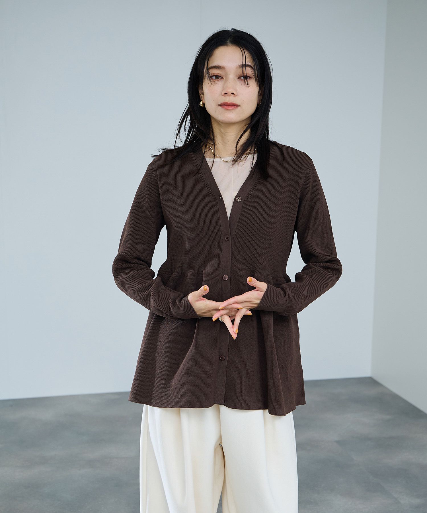 マックハウス Mac-House ソフトレッチペプラムカーディガン （レッド） レッド