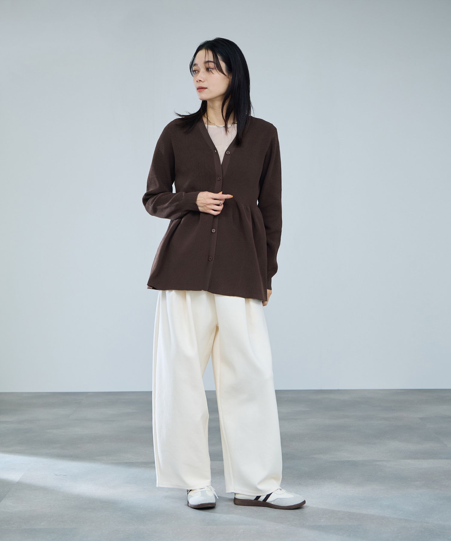 マックハウス Mac-House ソフトレッチペプラムカーディガン （レッド） レッド