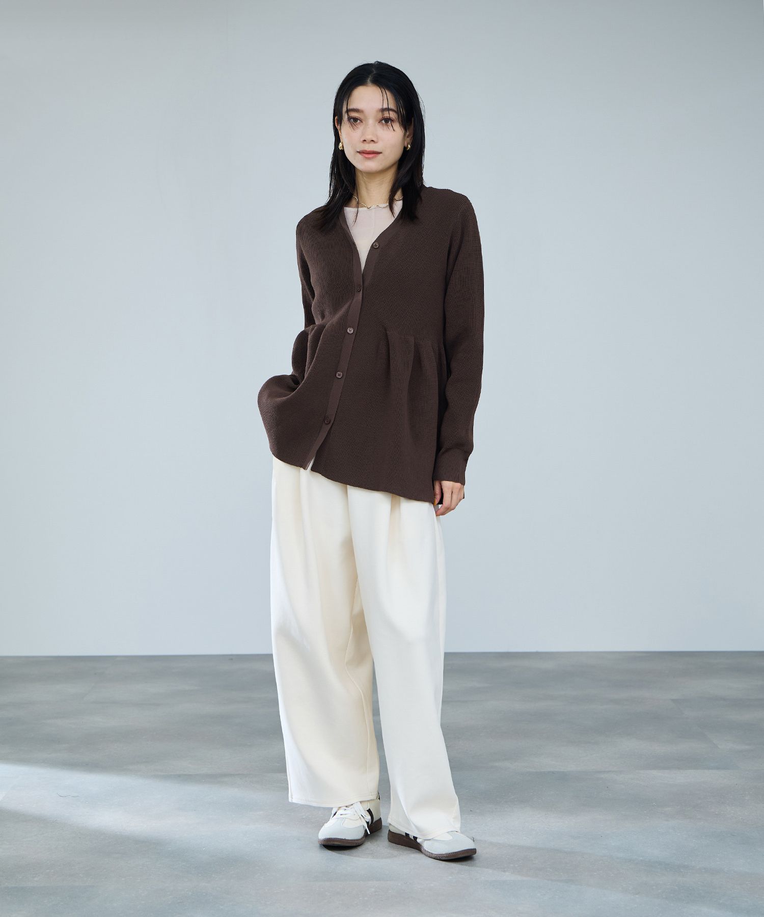 マックハウス Mac-House ソフトレッチペプラムカーディガン （レッド） レッド