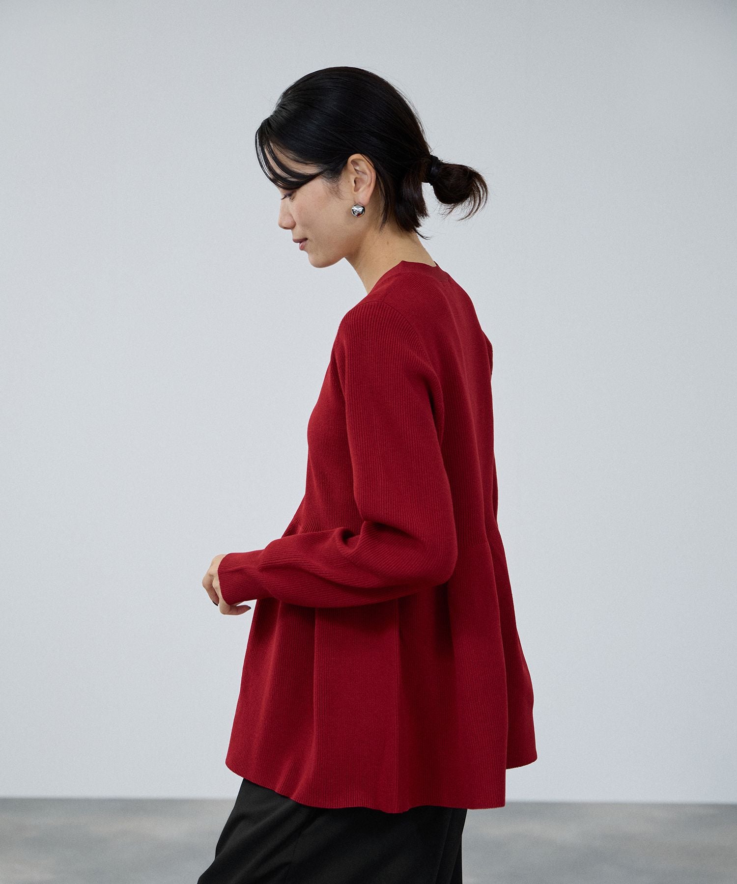 マックハウス Mac-House ソフトレッチペプラムカーディガン （レッド） レッド