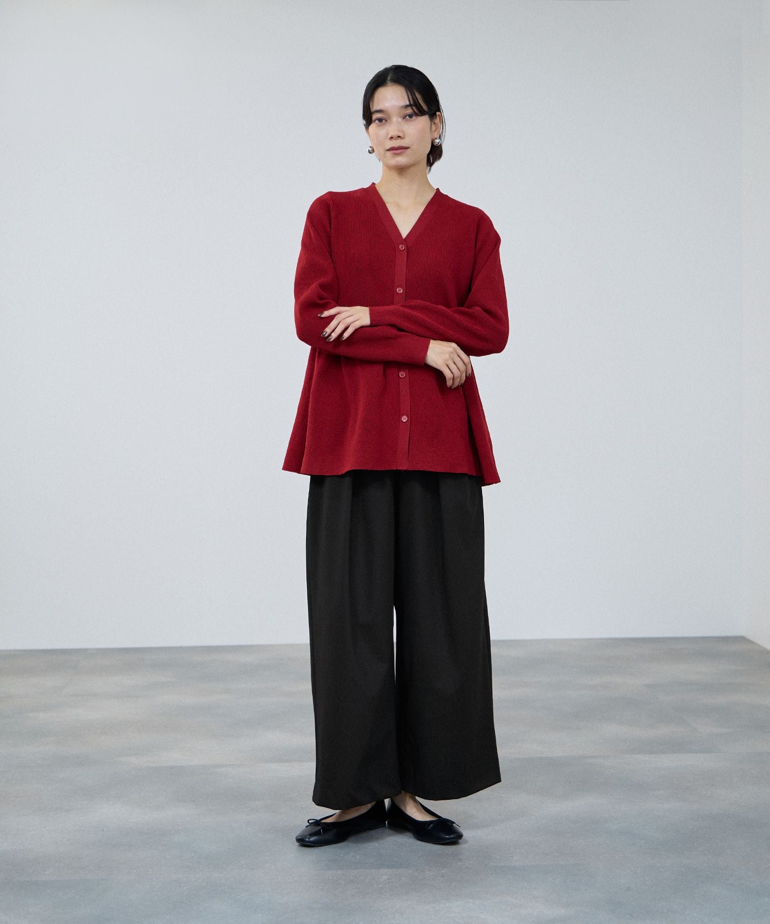 マックハウス Mac-House ソフトレッチペプラムカーディガン （レッド） レッド