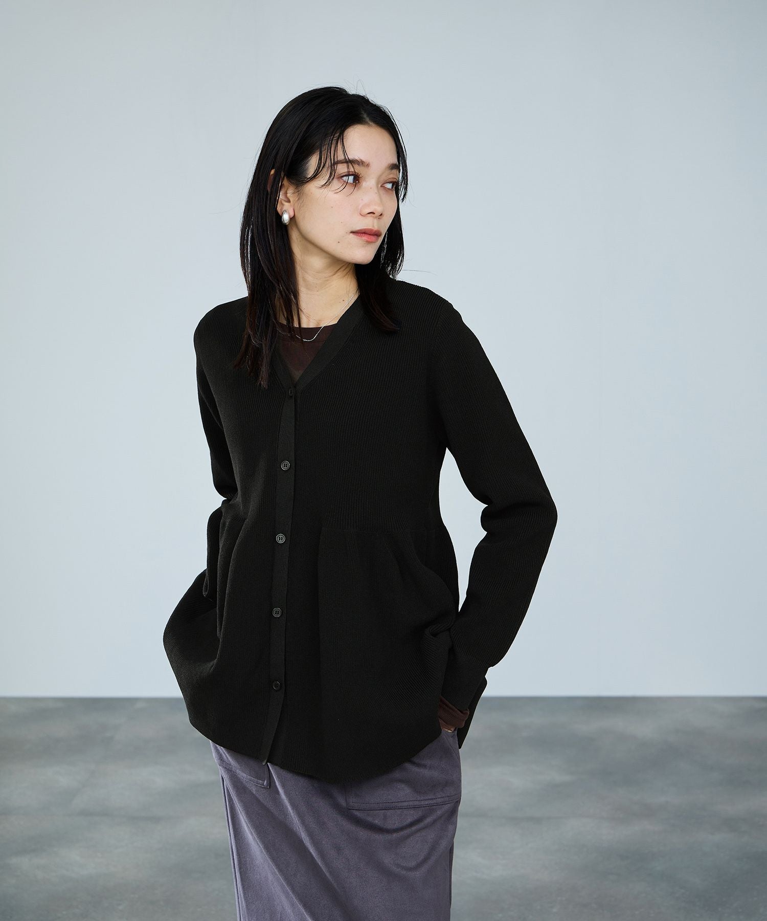 マックハウス Mac-House ソフトレッチペプラムカーディガン （レッド） レッド