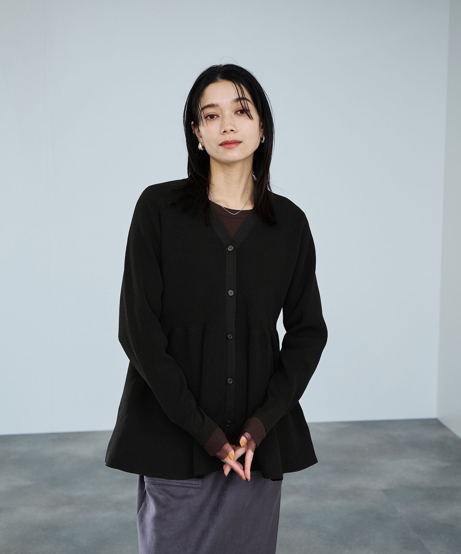 マックハウス Mac-House ソフトレッチペプラムカーディガン （レッド） レッド