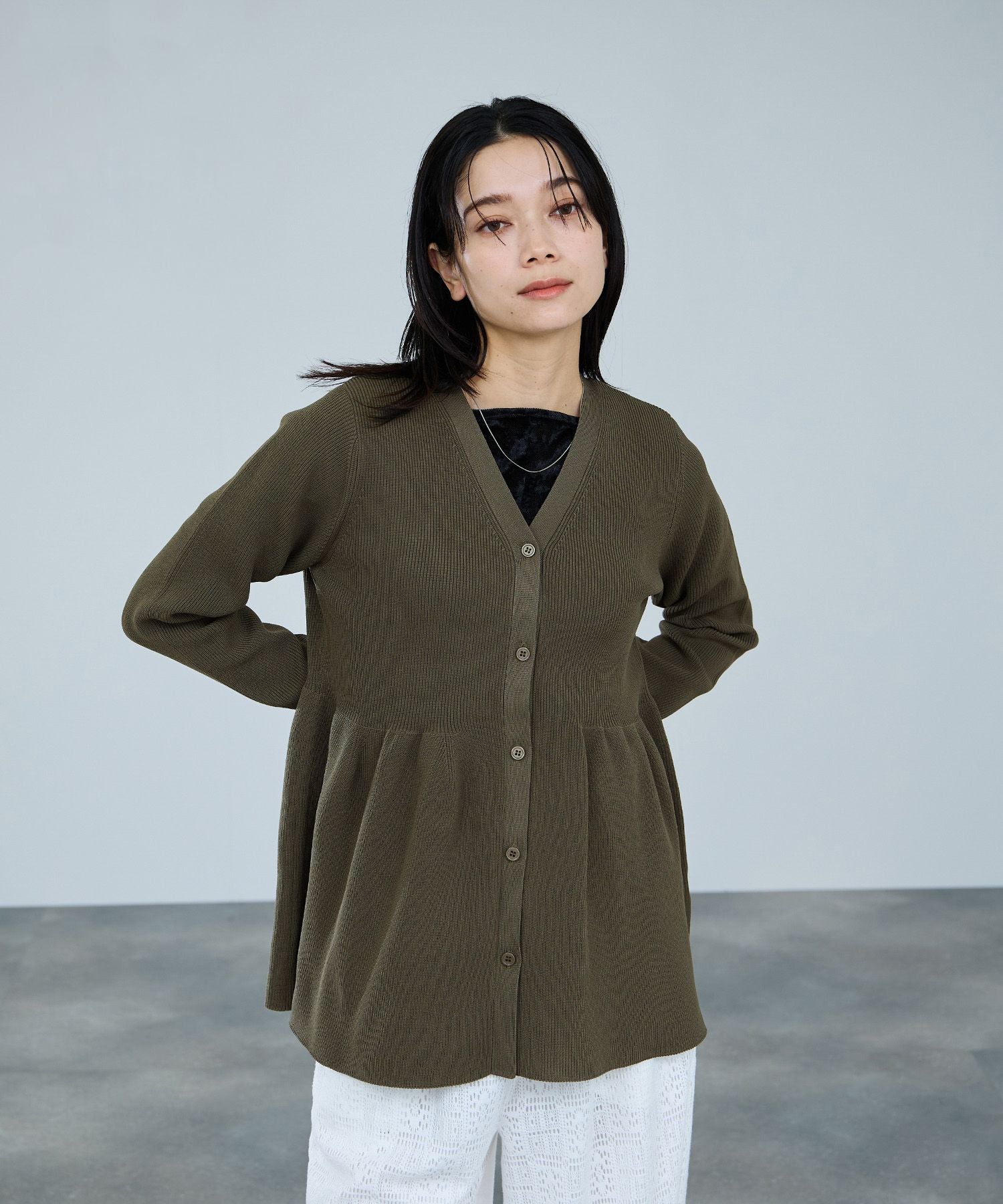 マックハウス Mac-House ソフトレッチペプラムカーディガン （レッド） レッド