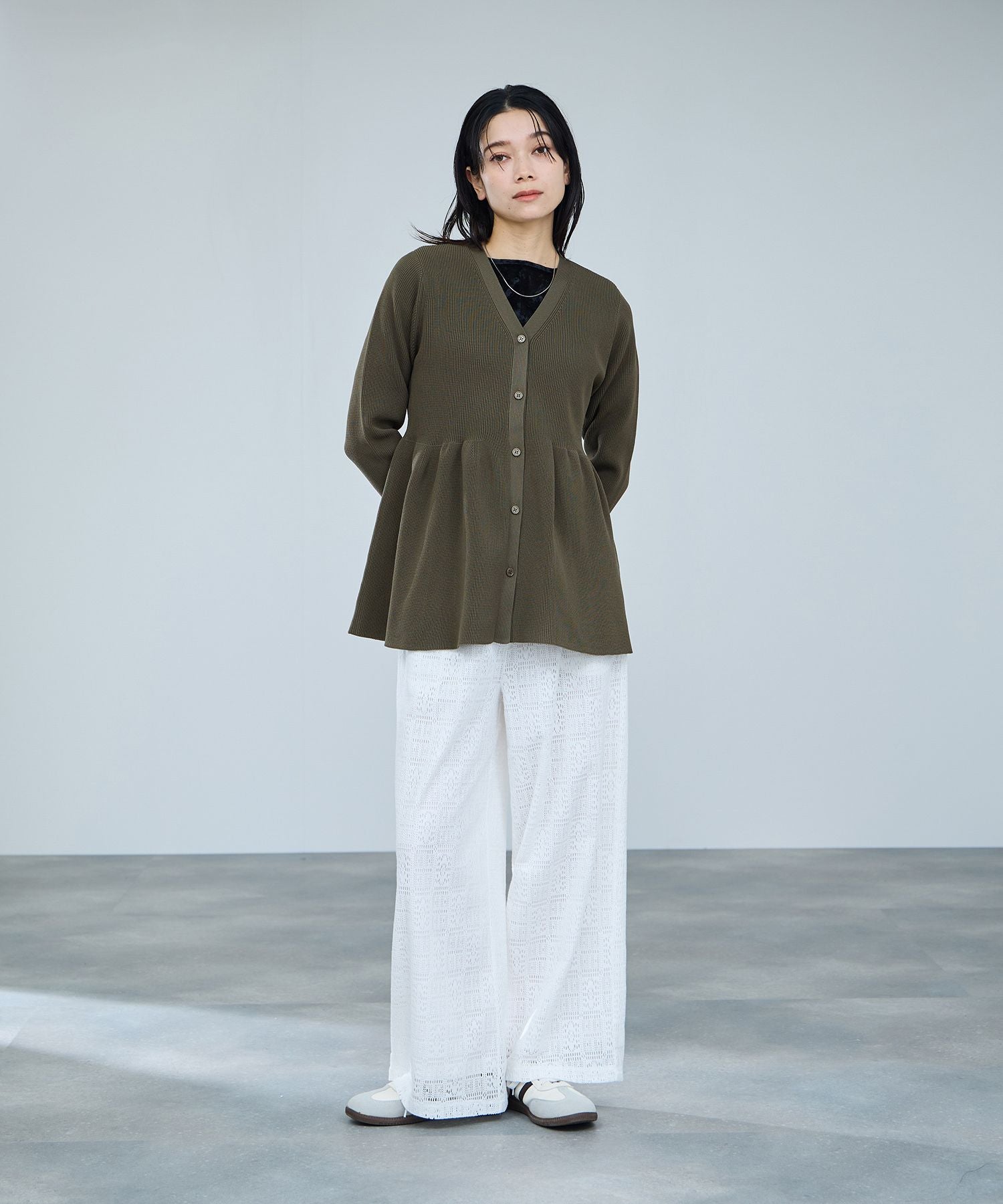 マックハウス Mac-House ソフトレッチペプラムカーディガン （レッド） レッド