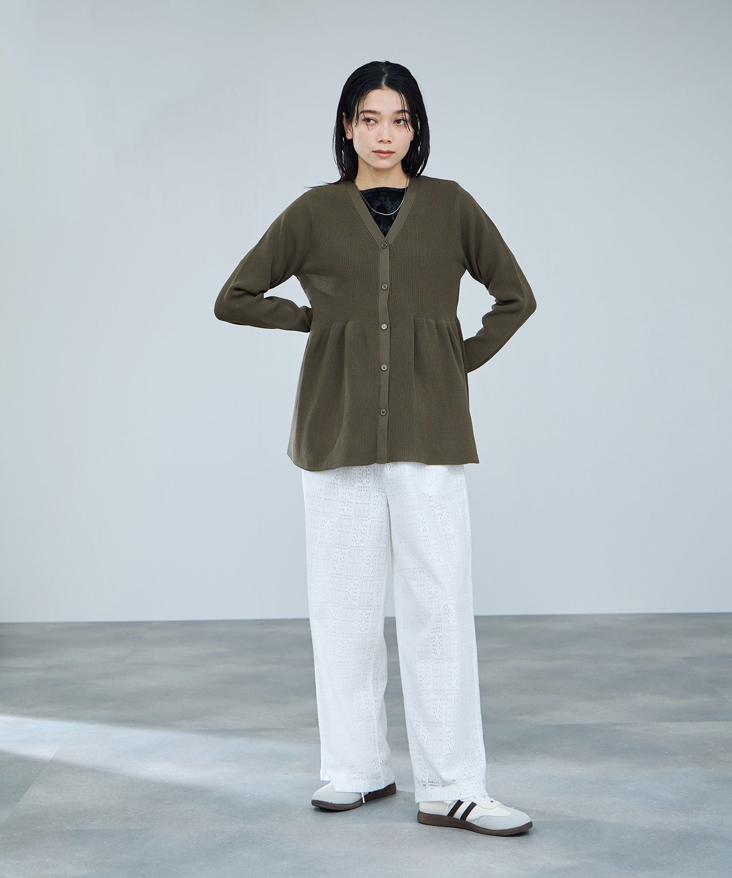 マックハウス Mac-House ソフトレッチペプラムカーディガン （レッド） レッド