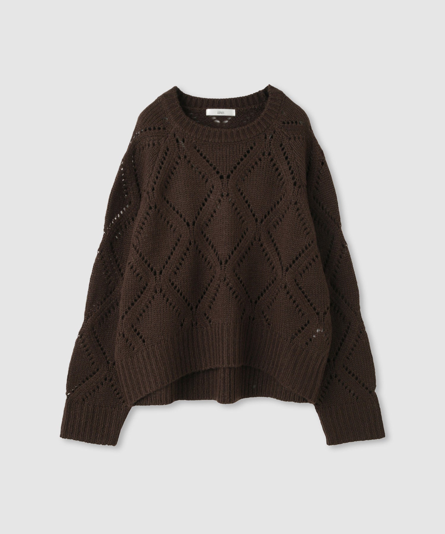 マックハウス Mac-House ダイヤ柄透かし編みニットプルオーバー （レッド） レッド