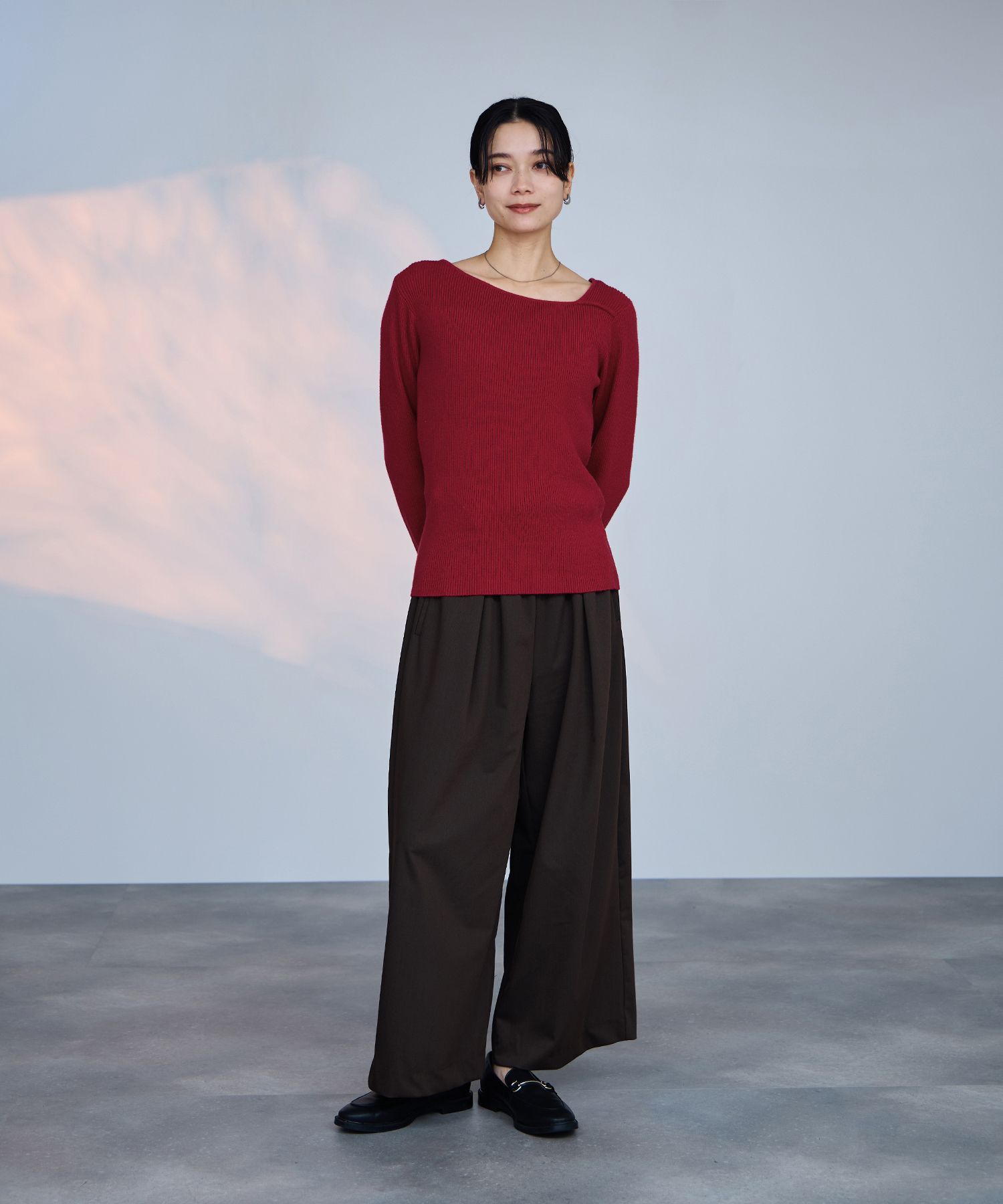 マックハウス Mac-House コンフィーズ アシメニット （アイボリー） アイボリー