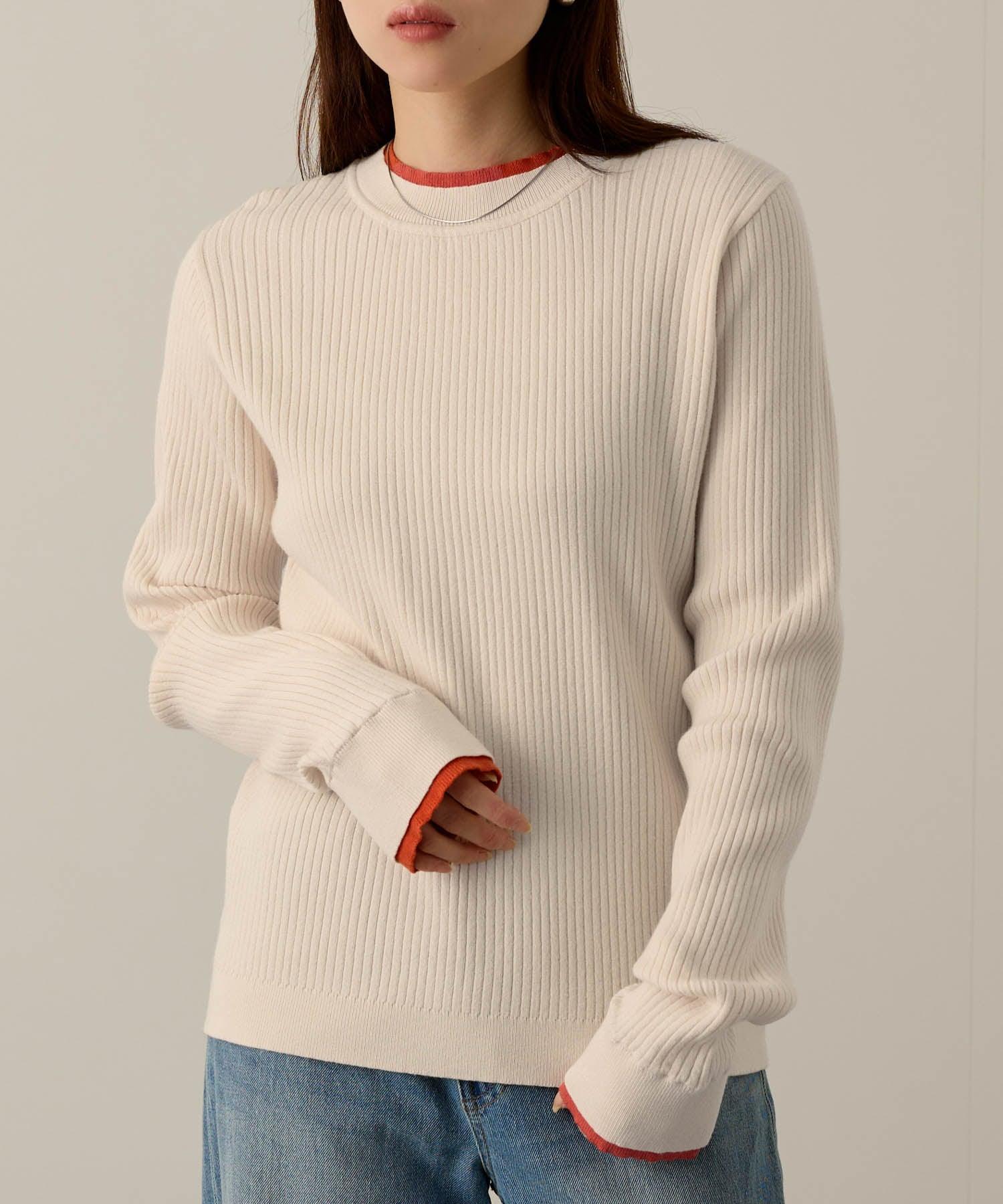 マックハウス Mac-House 配色リブインナープルオーバー （グレー×サックス） グレー×サックス