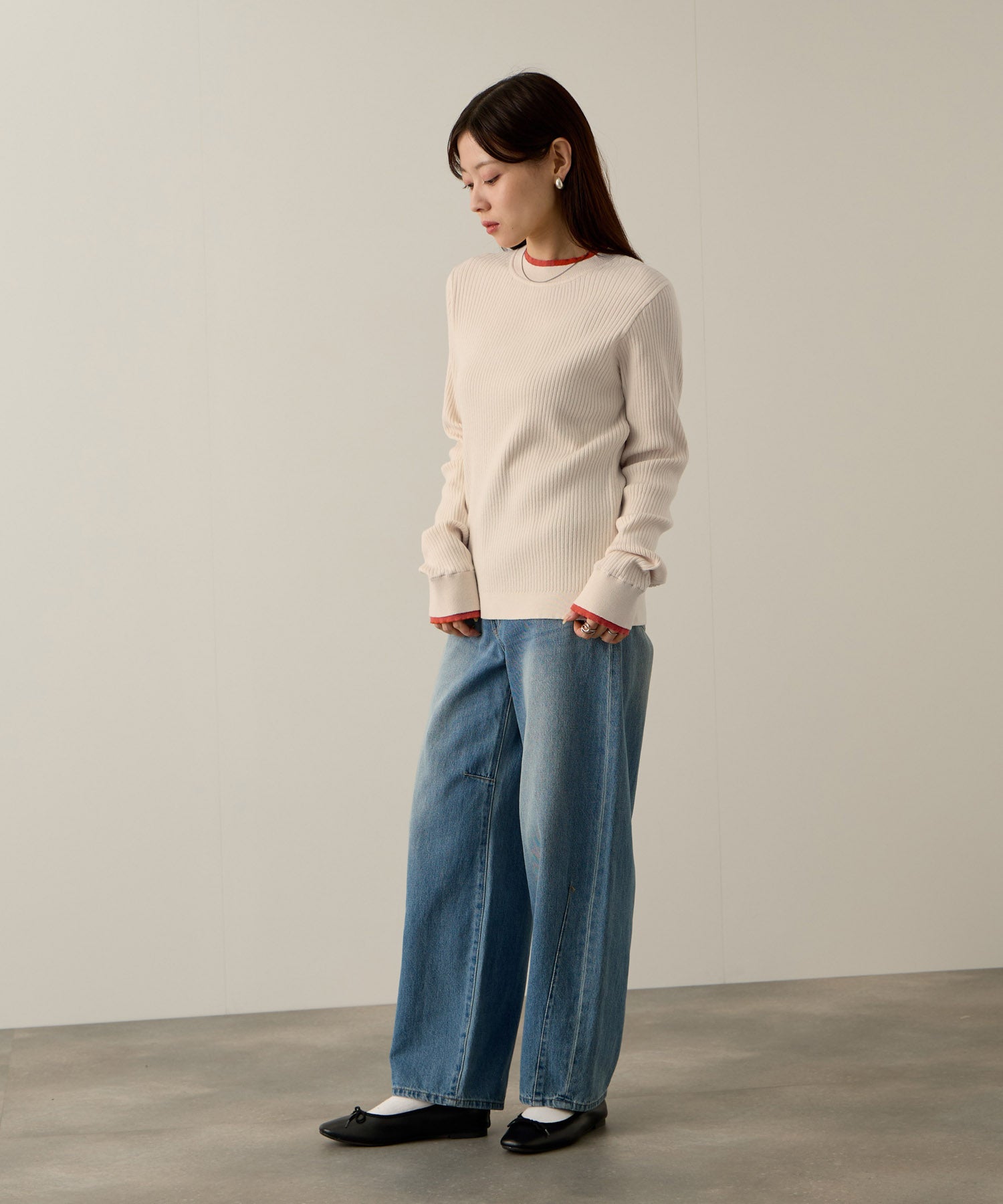 マックハウス Mac-House 配色リブインナープルオーバー （グレー×サックス） グレー×サックス