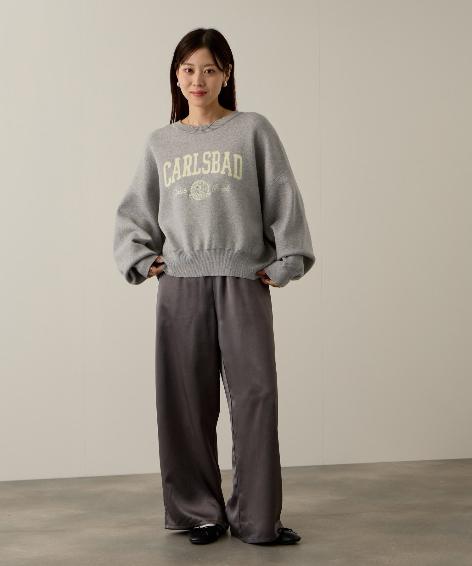 マックハウス Mac-House カレッジロゴWジャガードニット （ネイビー×グレー） ネイビー×グレー