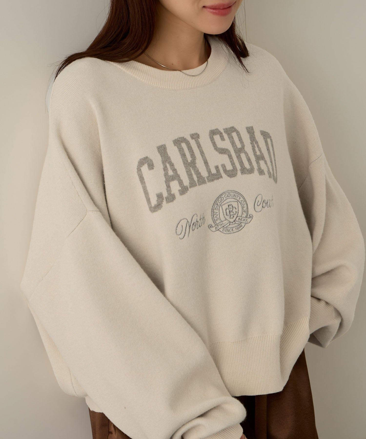 マックハウス Mac-House カレッジロゴWジャガードニット （ネイビー×グレー） ネイビー×グレー