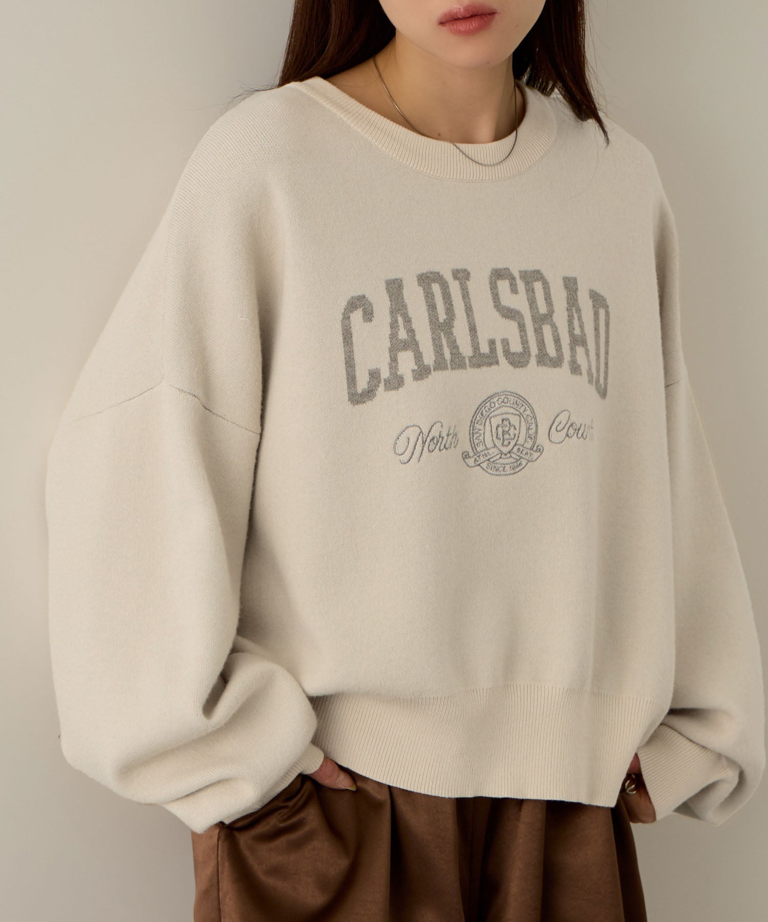 マックハウス Mac-House カレッジロゴWジャガードニット （ネイビー×グレー） ネイビー×グレー