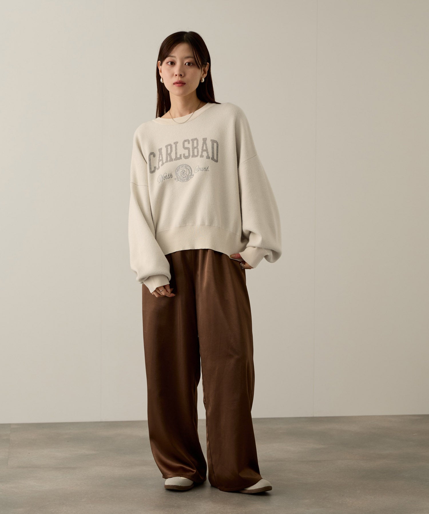 マックハウス Mac-House カレッジロゴWジャガードニット （ネイビー×グレー） ネイビー×グレー