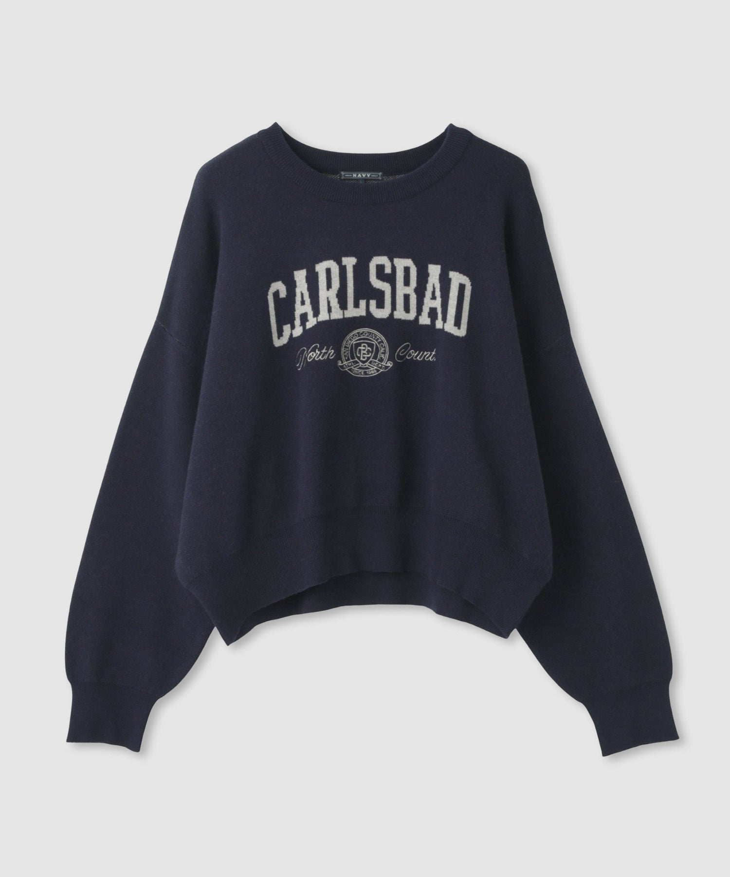 マックハウス Mac-House カレッジロゴWジャガードニット （ネイビー×グレー） ネイビー×グレー