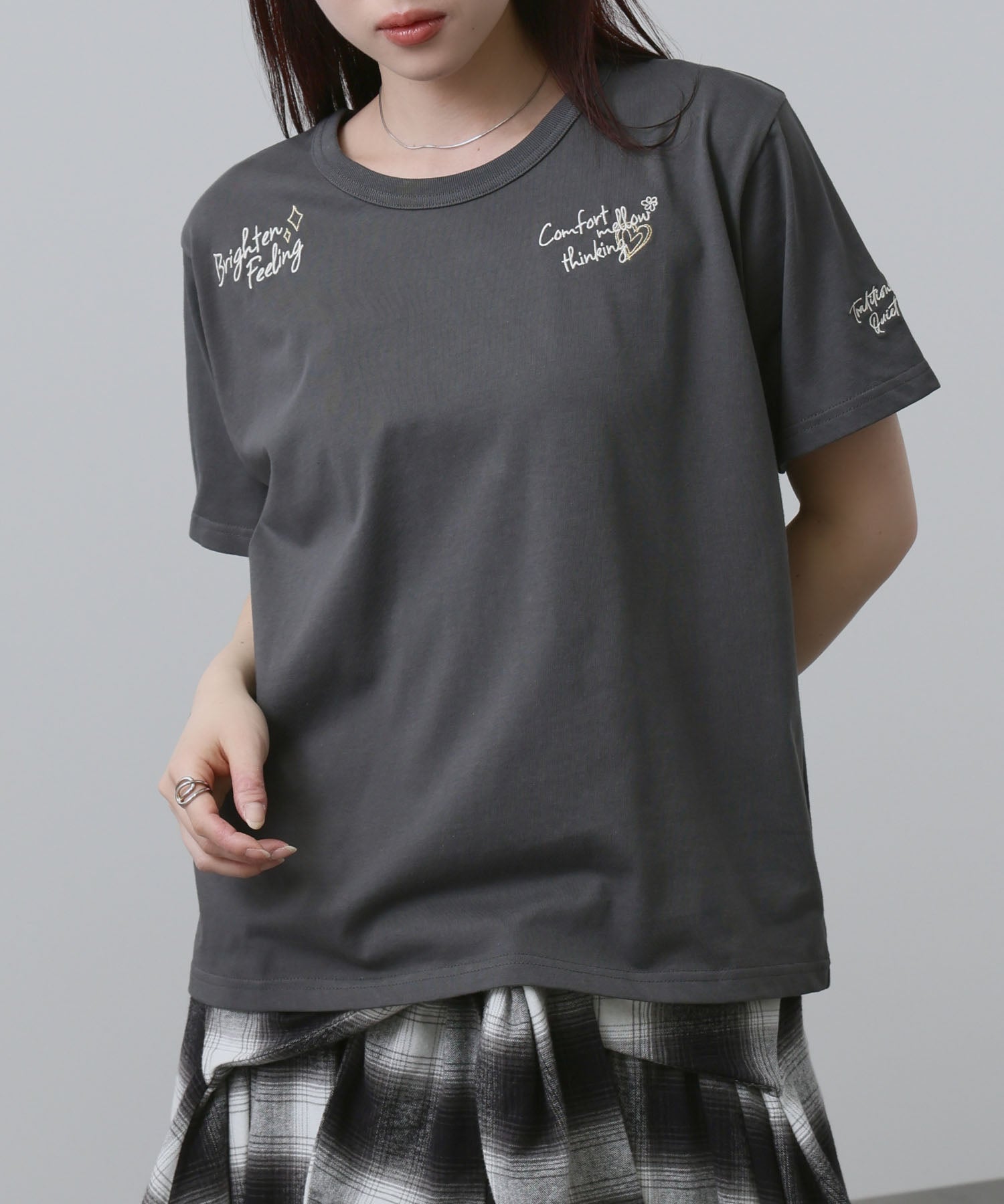 マックハウス Mac-House ベーシックプリントTシャツ （チャコール） チャコール
