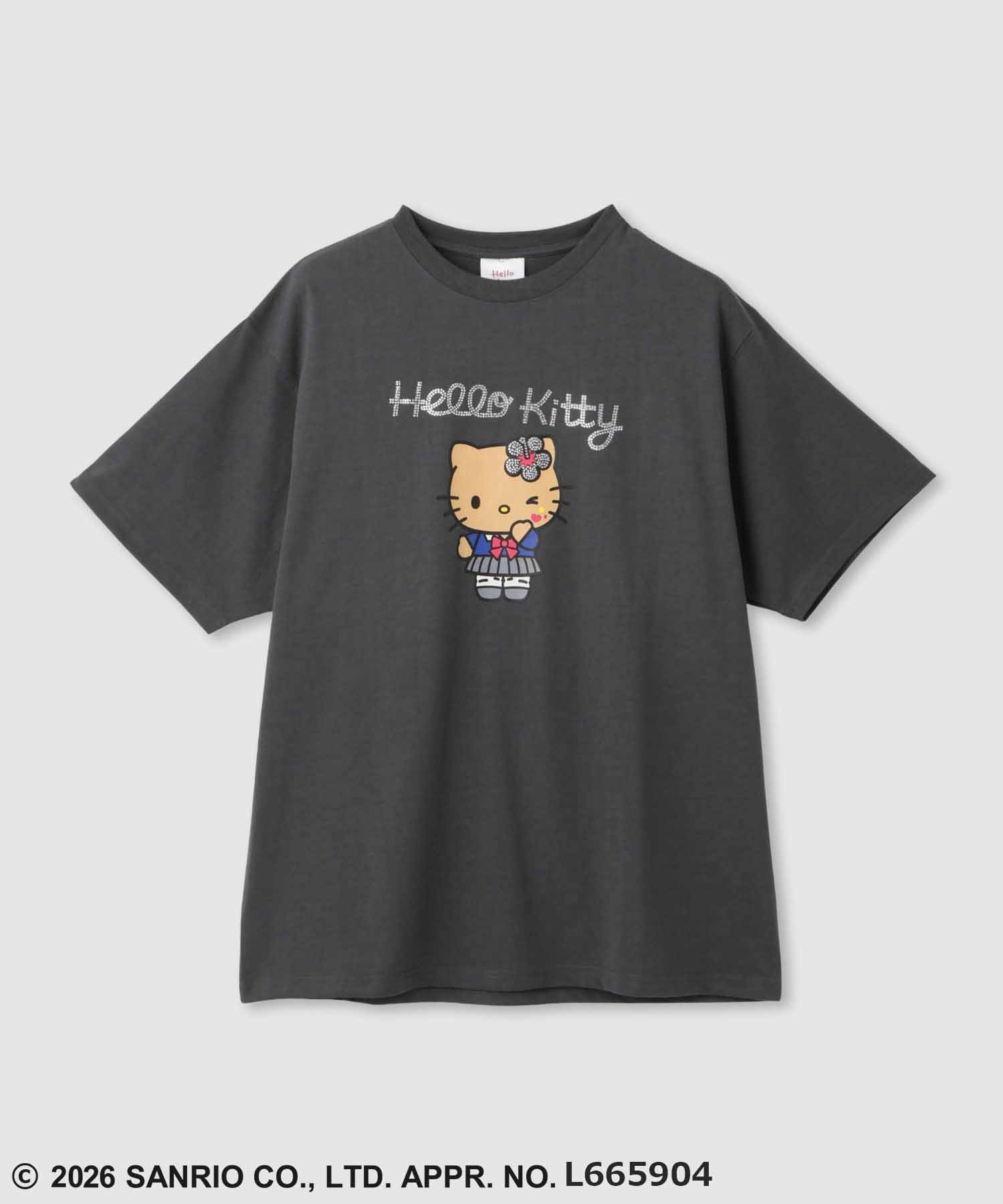 マックハウス Mac-House サンリオキャラクターズ 日焼けキャラクタープリント ラインストーンビッグTシャツ （ブラック×クロミ） ブラック×クロミ