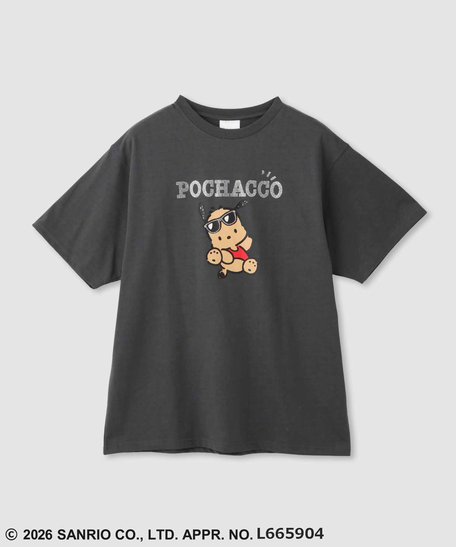 マックハウス Mac-House サンリオキャラクターズ 日焼けキャラクタープリント ラインストーンビッグTシャツ （ブラック×クロミ） ブラック×クロミ