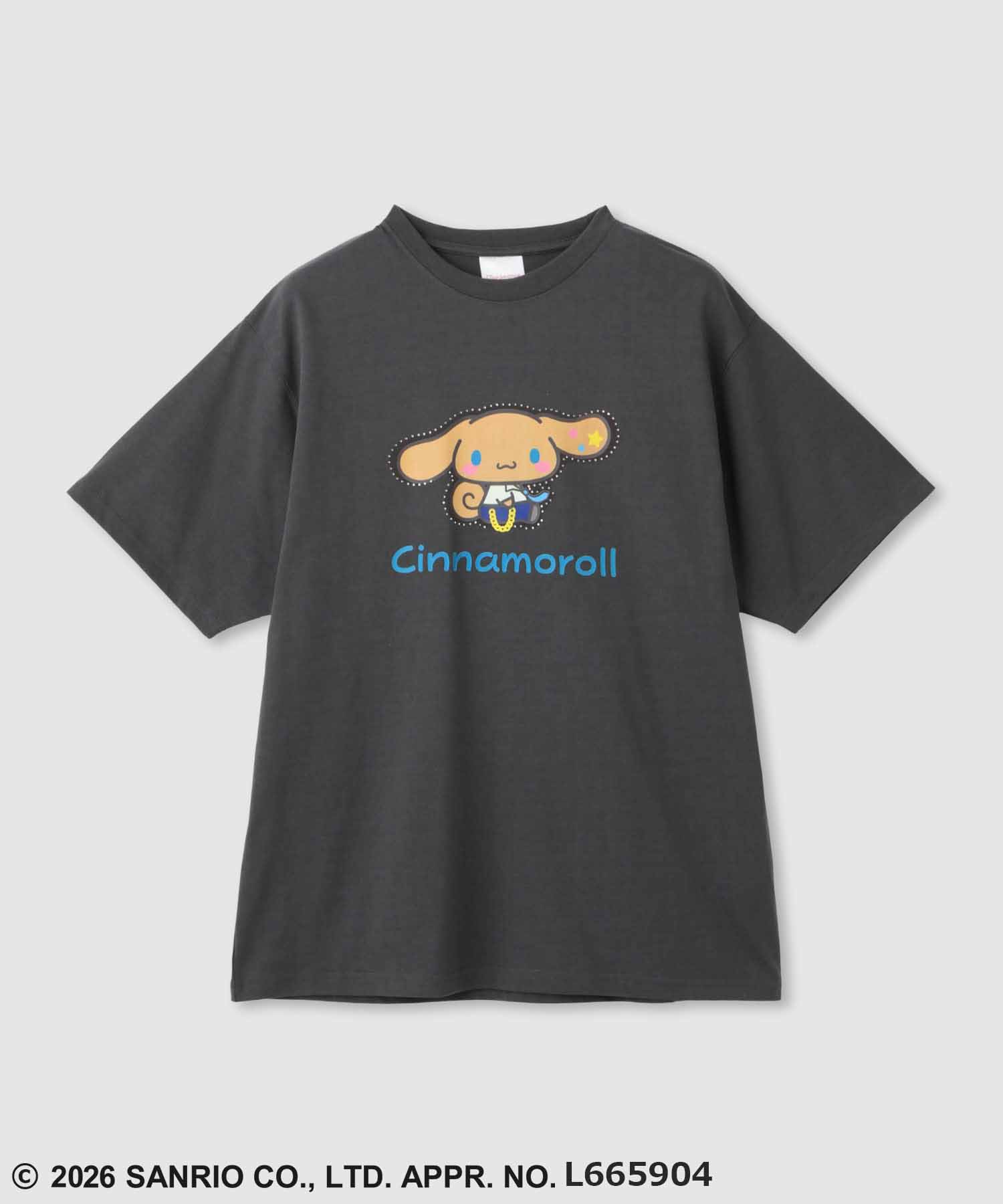 マックハウス Mac-House サンリオキャラクターズ 日焼けキャラクタープリント ラインストーンビッグTシャツ （ブラック×クロミ） ブラック×クロミ