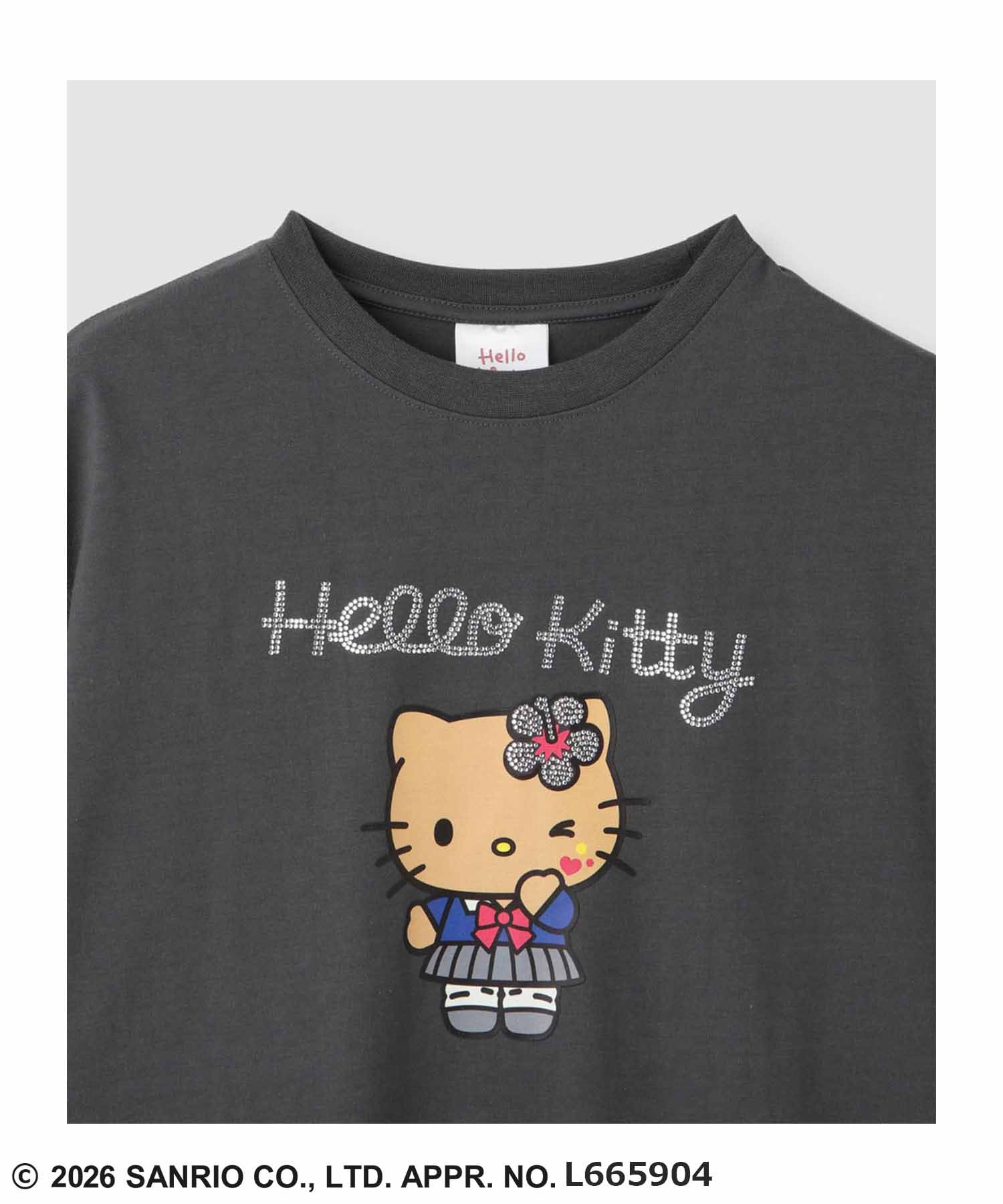 マックハウス Mac-House サンリオキャラクターズ 日焼けキャラクタープリント ラインストーンビッグTシャツ （ブラック×クロミ） ブラック×クロミ