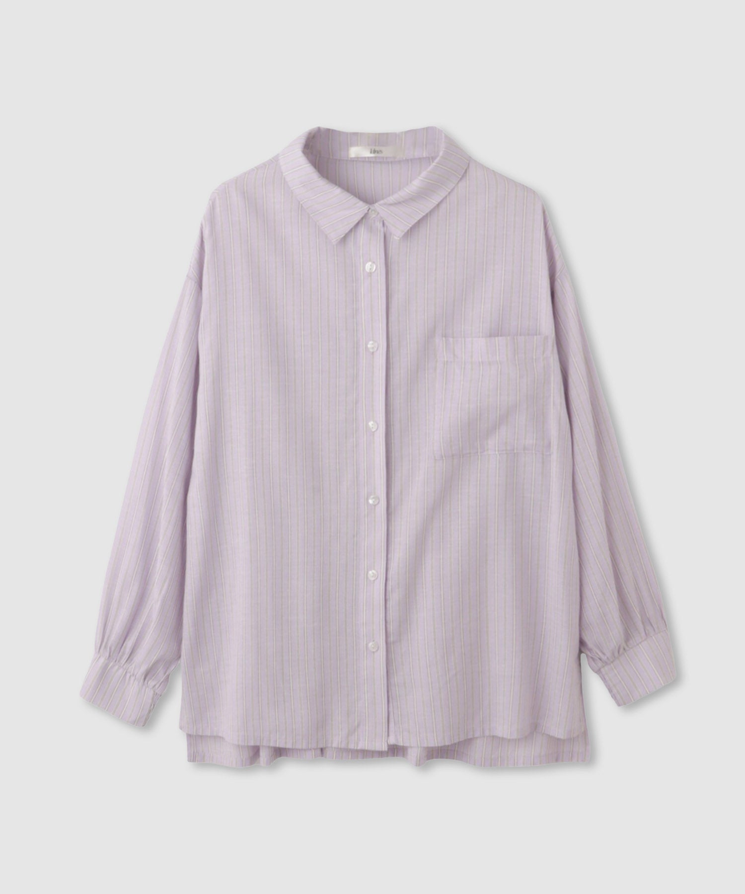 マックハウス Mac-House リネンシャーリングシャツ （ラベンダー柄） ラベンダー柄
