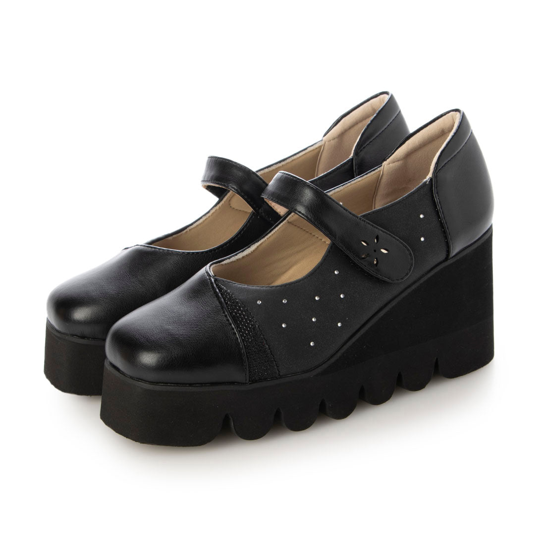Marika MARIKA 4E Multi-Material Use High-Top Belted Beautiful Leg Shoes