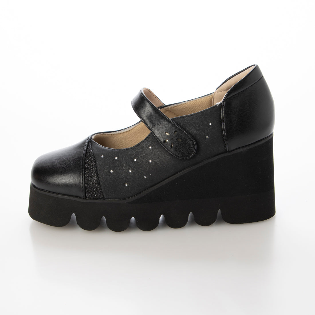 Marika MARIKA 4E Multi-Material Use High-Top Belted Beautiful Leg Shoes
