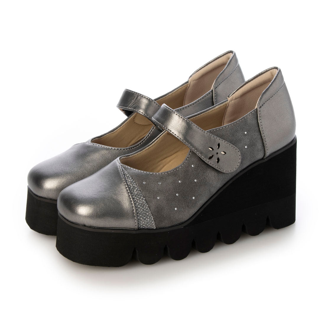 Marika MARIKA 4E Multi-Material Use High-Top Belted Beautiful Leg Shoes