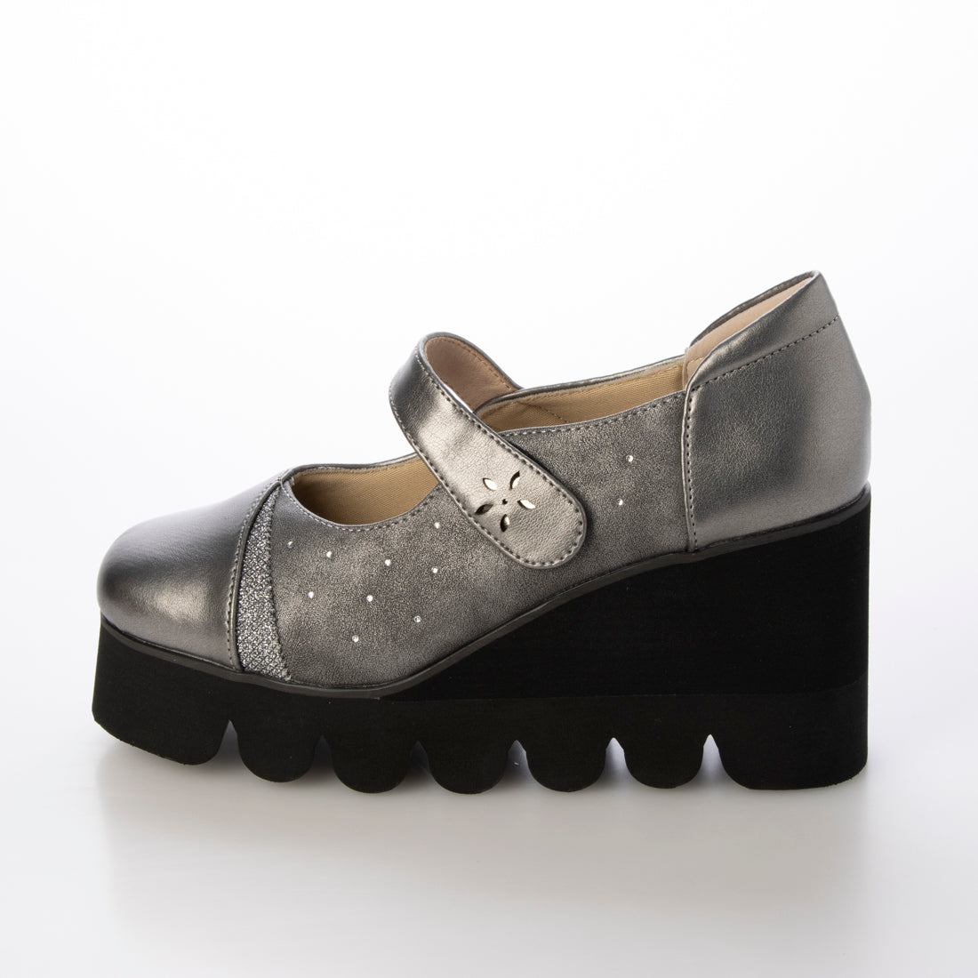 Marika MARIKA 4E Multi-Material Use High-Top Belted Beautiful Leg Shoes