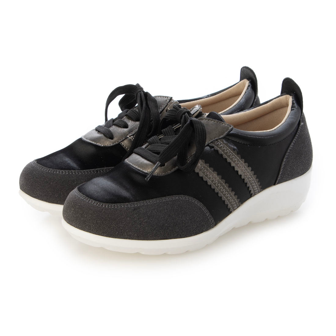 マリカ MARIKA 5Eサテン調レースアップスニーカー （black） black