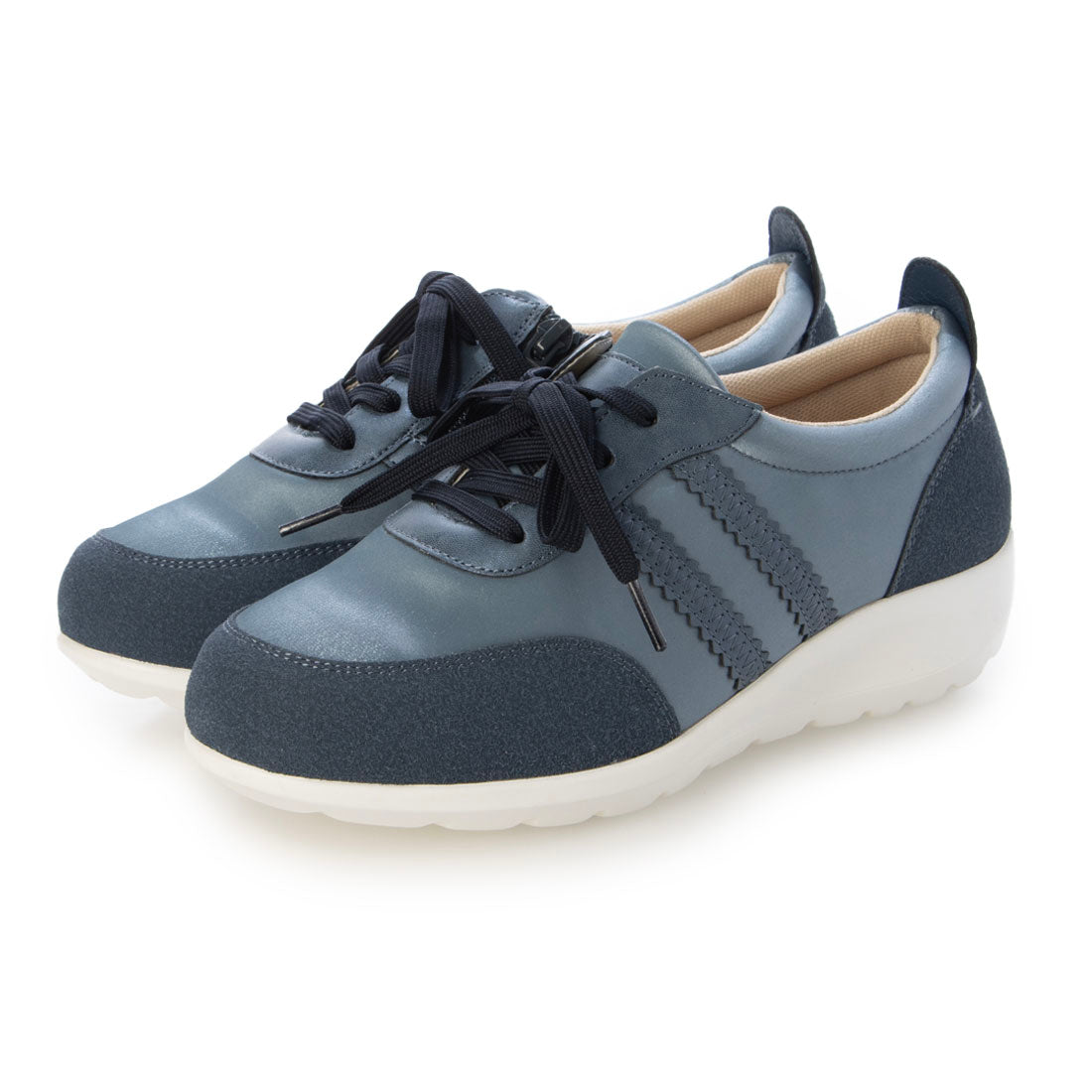 マリカ MARIKA 5Eサテン調レースアップスニーカー （navy） navy