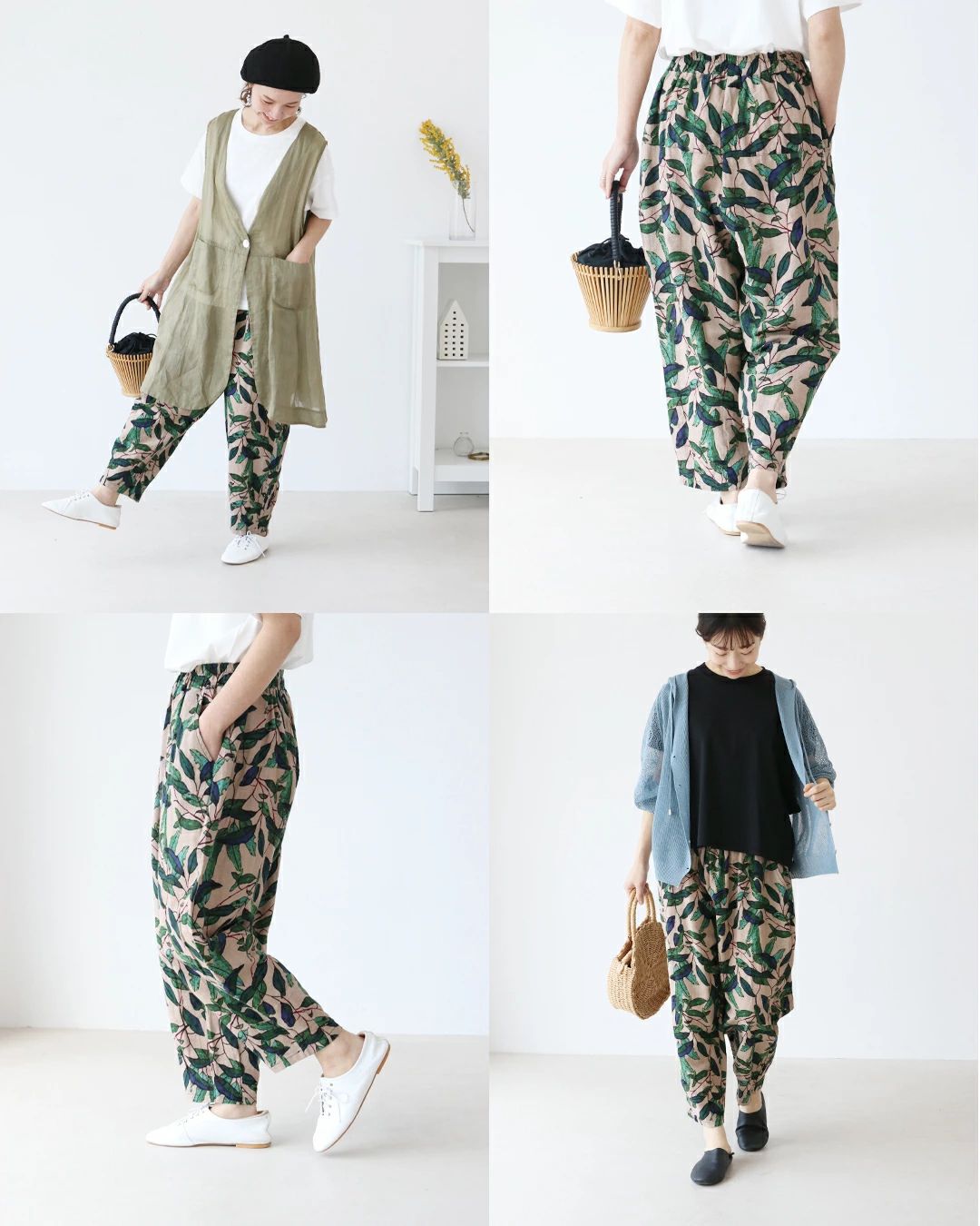 サンポクシェル sanpo kuschel 大人っぽくキメるリーフ柄パンツ （ブラウン） ブラウン