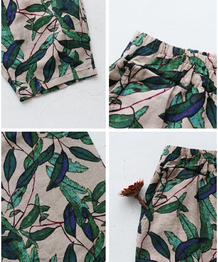Sanpo Kuschel Leaf Pattern Pants for a Mature Look