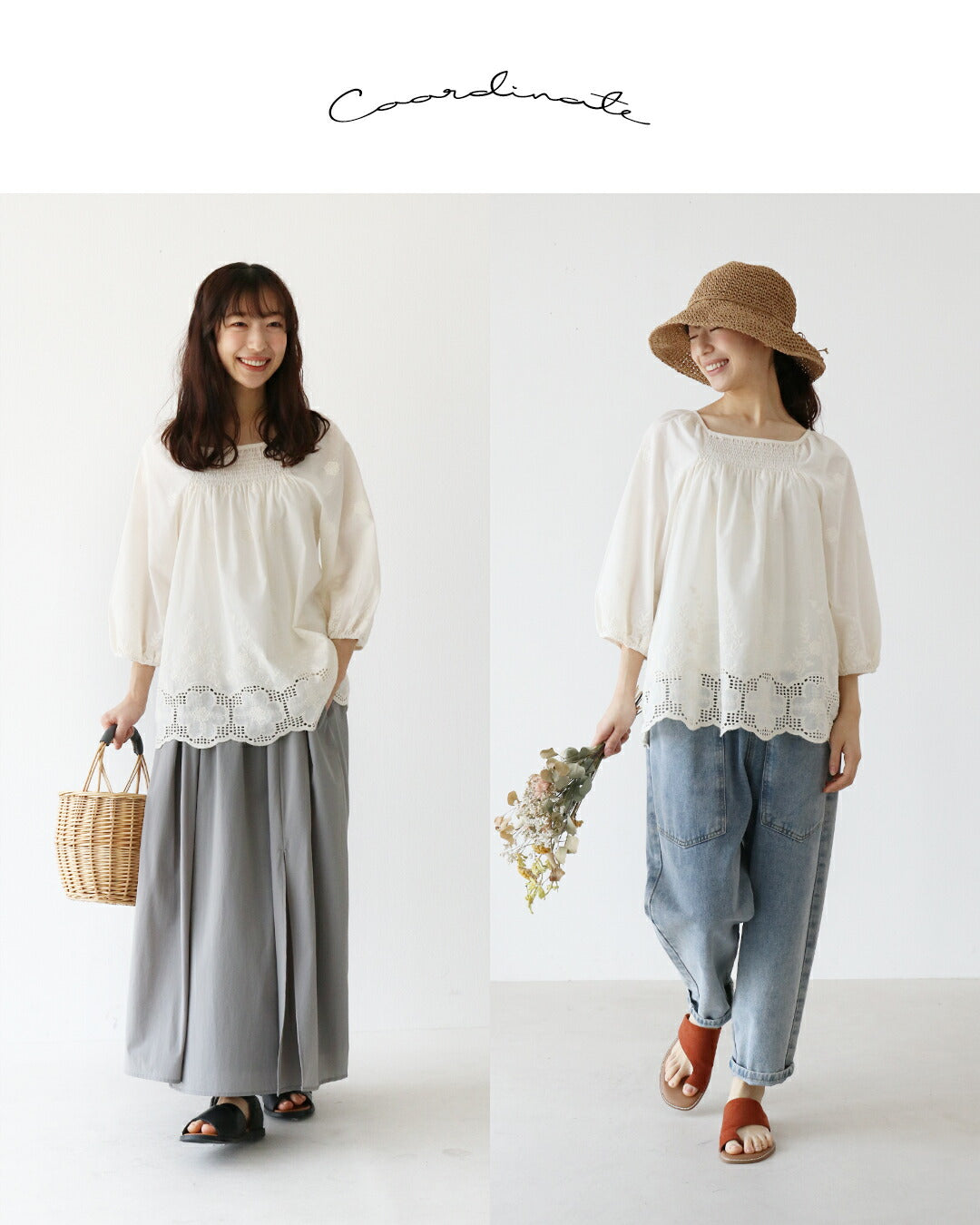 サンポクシェル sanpo kuschel レースと刺繍のやさしさをまとう一枚トップス （アイボリー） アイボリー
