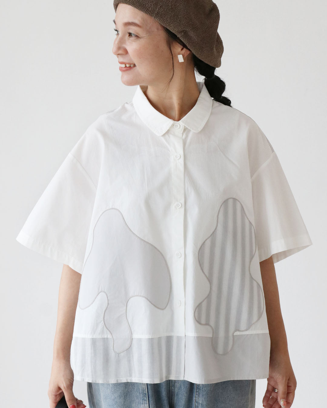 サンポクシェル sanpo kuschel 主役級パッチ×美シルエットでこなれ感アップトップス （ライトグレー） ライトグレー