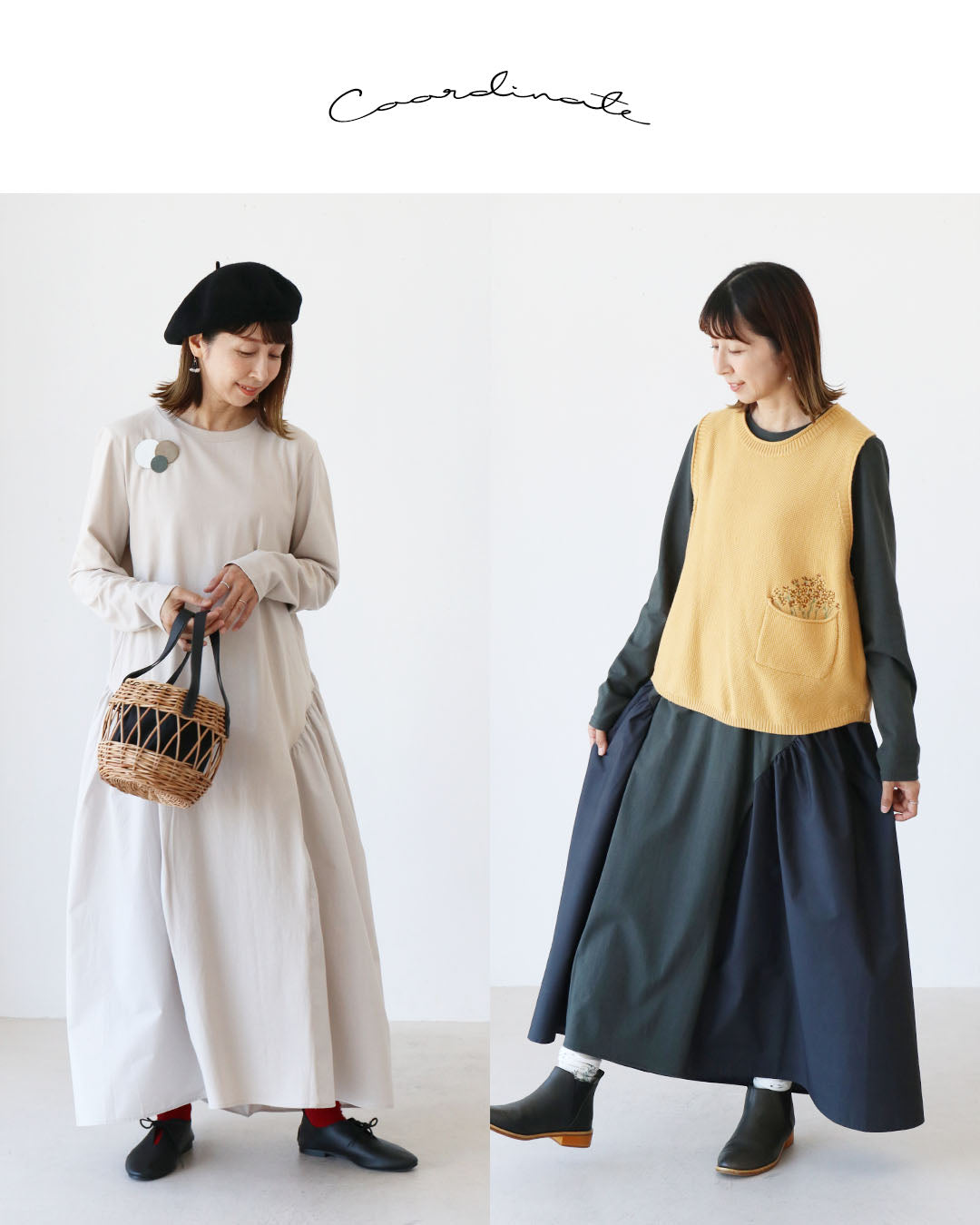 サンポクシェル sanpo kuschel 斜め切り替えでふんわり、大人ワンピ （ベージュ） ベージュ