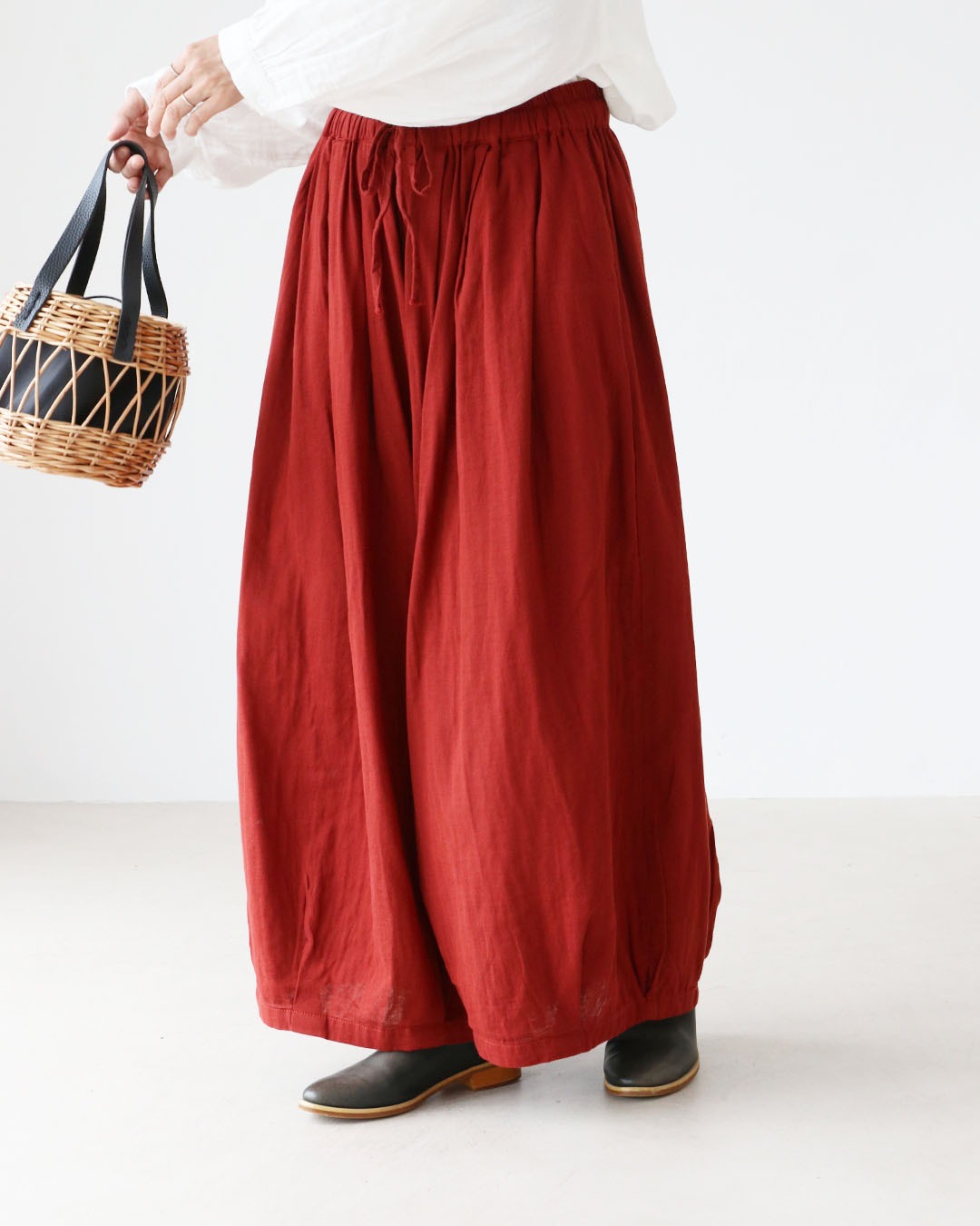 サンポクシェル sanpo kuschel 〈全2色〉ゆったりダブルガーゼパンツ （レッド） レッド