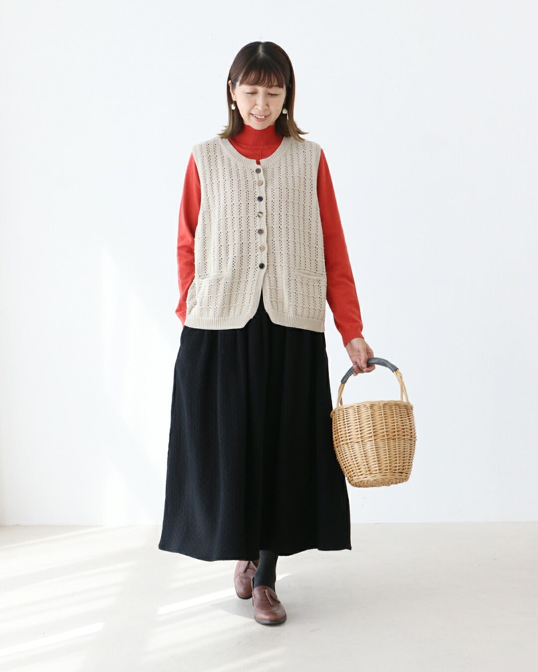 サンポクシェル sanpo kuschel ほっこりボタンベスト （アイボリー） アイボリー