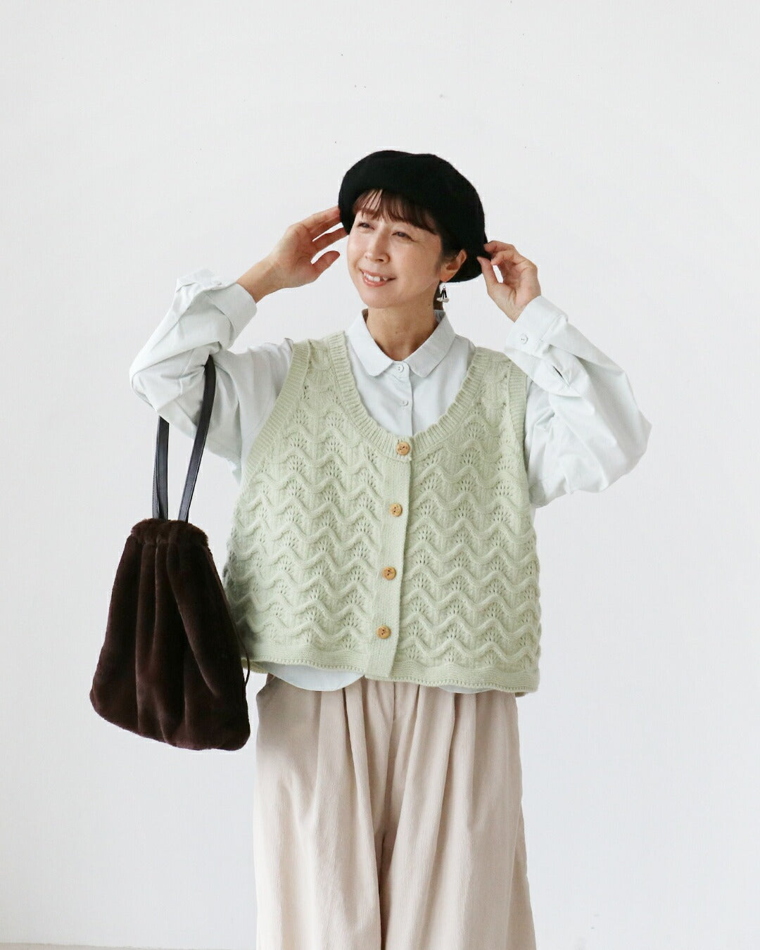 サンポクシェル sanpo kuschel 洋ナシ刺繍シャツ （ミント） ミント