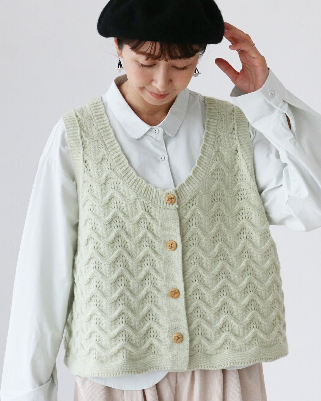 サンポクシェル sanpo kuschel 洋ナシ刺繍シャツ （ミント） ミント