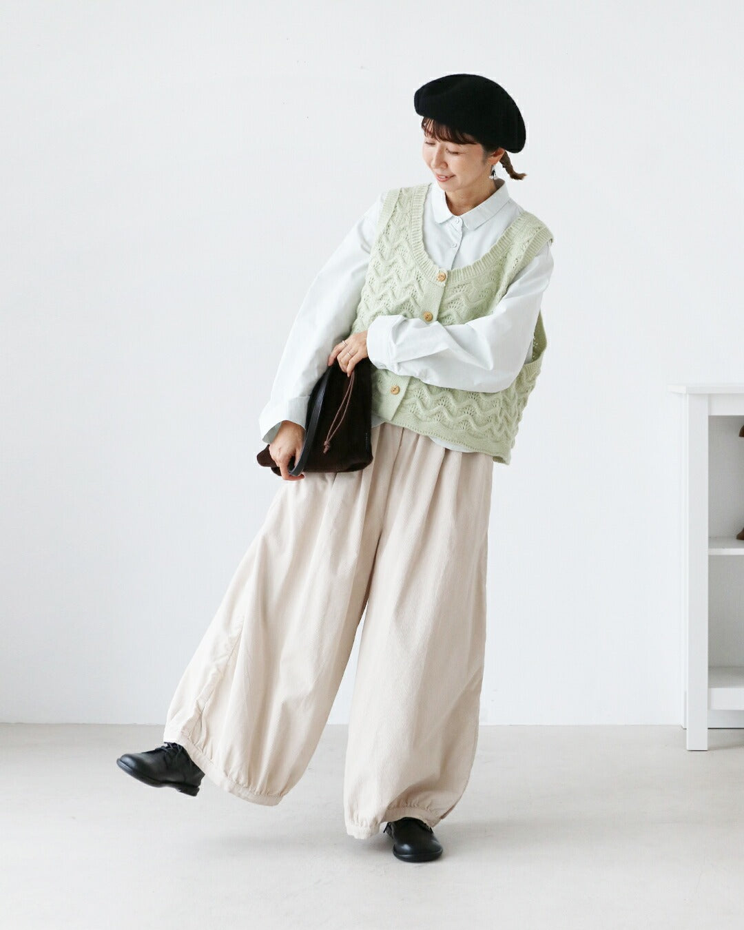 サンポクシェル sanpo kuschel 洋ナシ刺繍シャツ （ミント） ミント