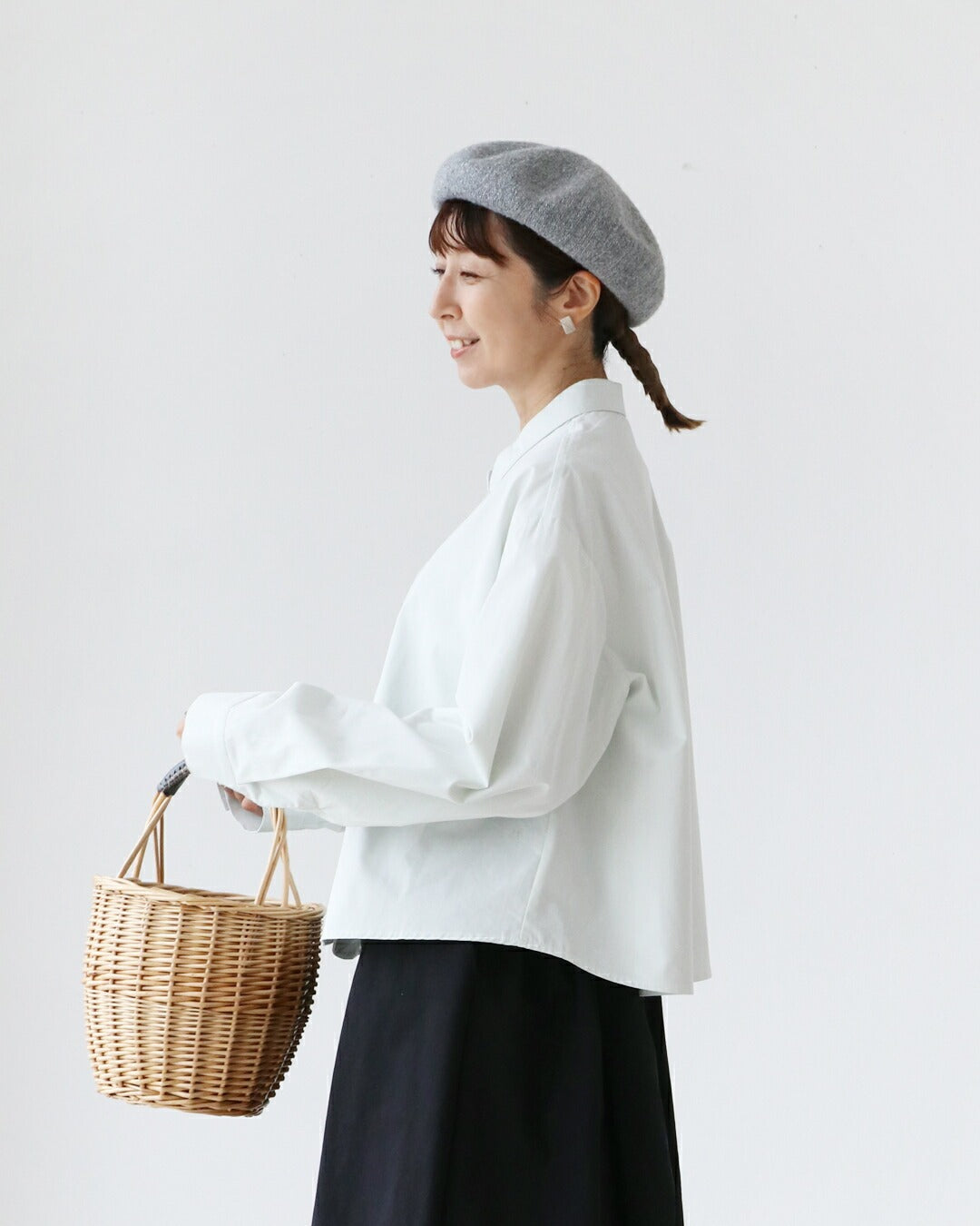 サンポクシェル sanpo kuschel 洋ナシ刺繍シャツ （ミント） ミント