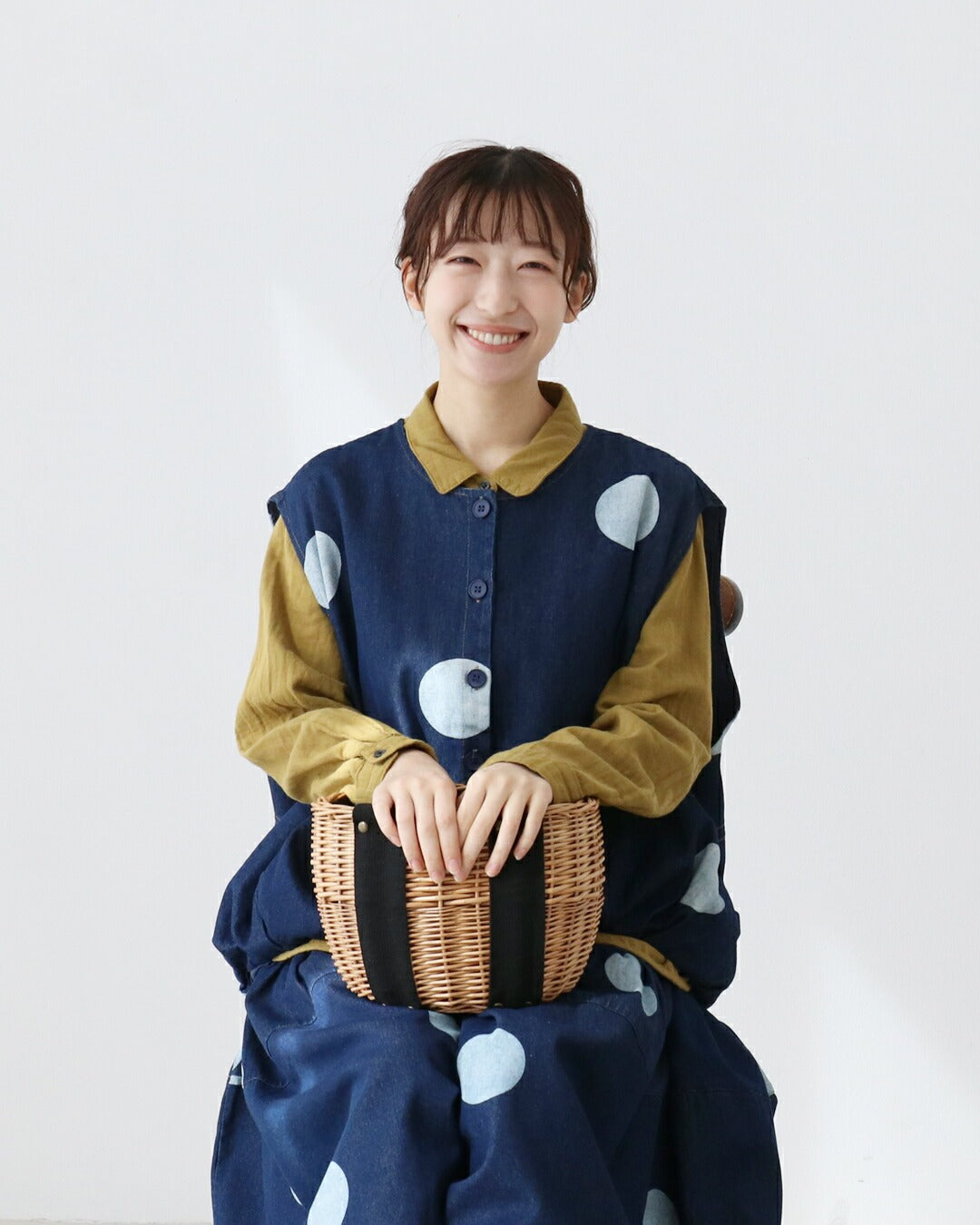 サンポクシェル sanpo kuschel ドットデニムベスト （ブルー） ブルー