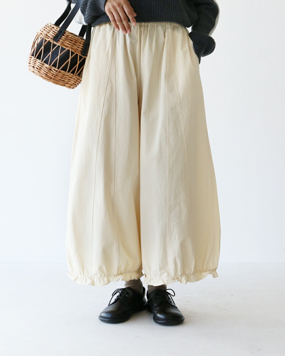 サンポクシェル sanpo kuschel 裾フリルコットンパンツ （ホワイト） ホワイト