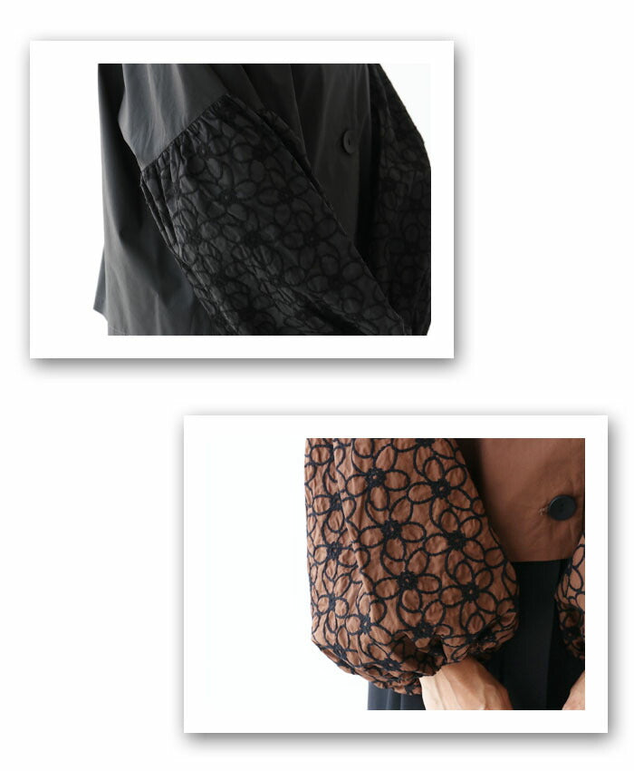 サンポクシェル sanpo kuschel 上品刺繍ぽわん袖 ジャケット （ブラック） ブラック