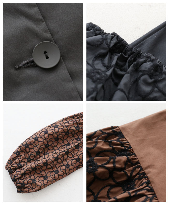 サンポクシェル sanpo kuschel 上品刺繍ぽわん袖 ジャケット （ブラック） ブラック