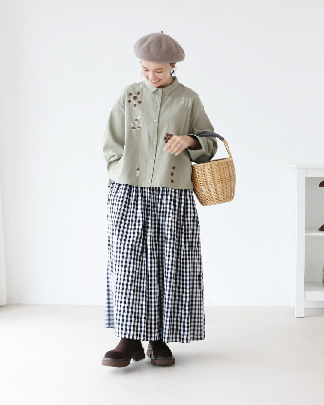 サンポクシェル sanpo kuschel たべもの刺繍シャツ （グリーン） グリーン