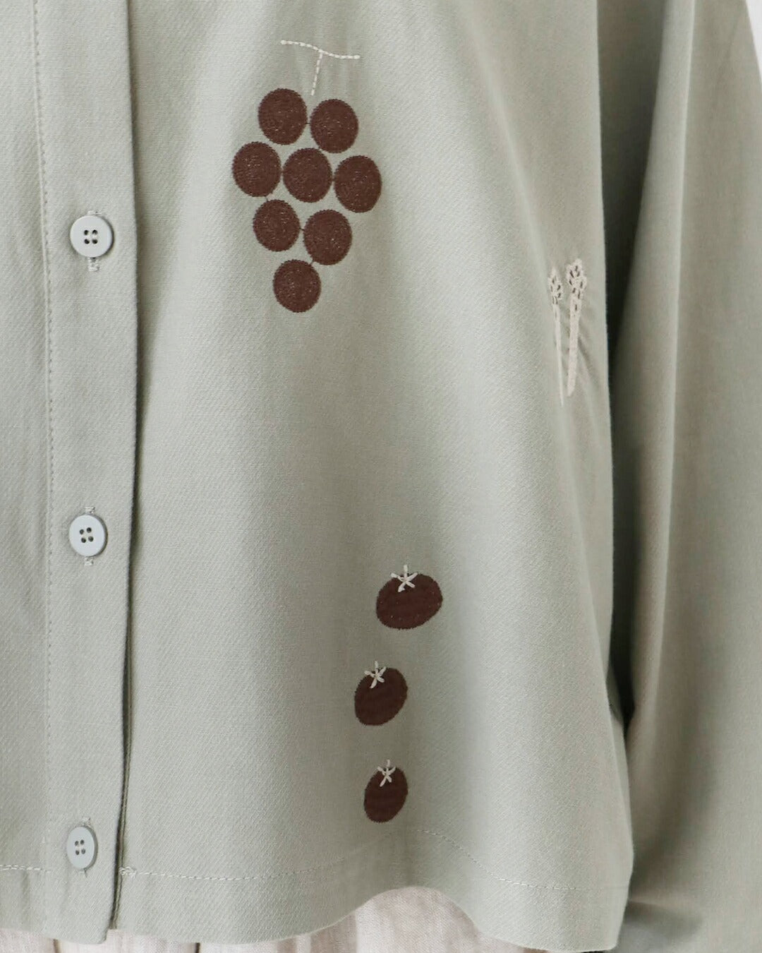 サンポクシェル sanpo kuschel たべもの刺繍シャツ （グリーン） グリーン